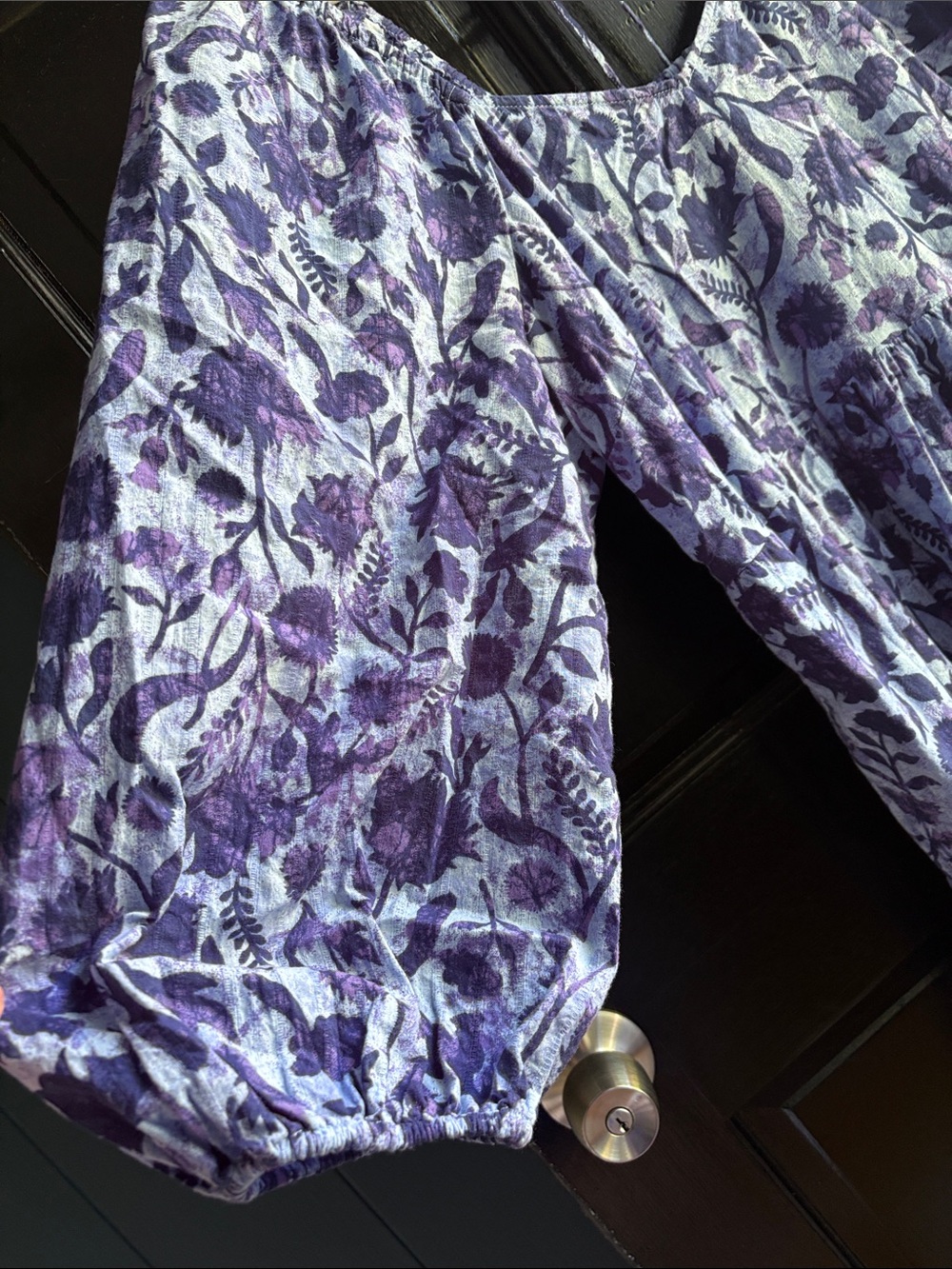 Universal Thread Blue Floral Maxi Dress with Puff 3/4 length Sleeves - Picture 5 of 14